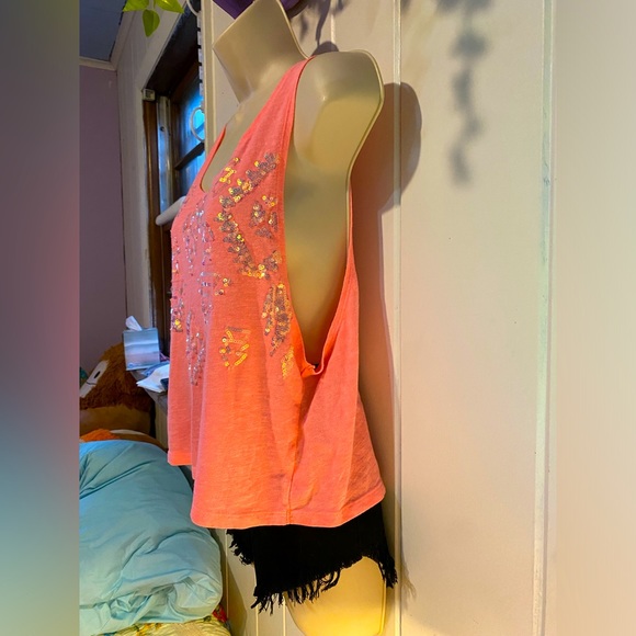 SALE 3/$12 NWOT PINK tank top,hot pink stretch cotton blend,ABS sequins, S - Picture 8 of 11